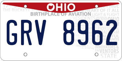 OH license plate GRV8962
