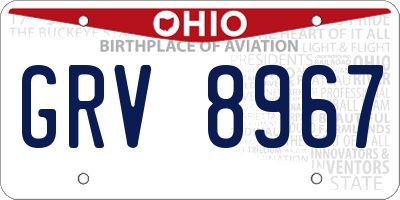 OH license plate GRV8967