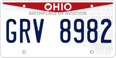 OH license plate GRV8982