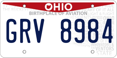 OH license plate GRV8984