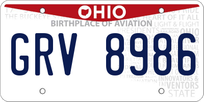 OH license plate GRV8986