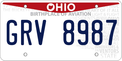 OH license plate GRV8987