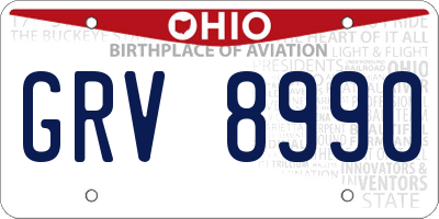 OH license plate GRV8990