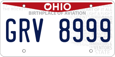 OH license plate GRV8999