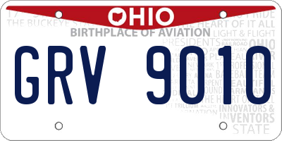 OH license plate GRV9010