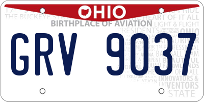 OH license plate GRV9037