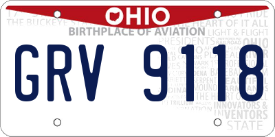 OH license plate GRV9118