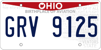 OH license plate GRV9125
