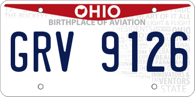 OH license plate GRV9126