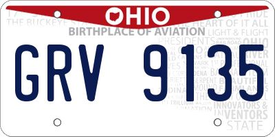OH license plate GRV9135