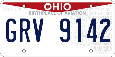 OH license plate GRV9142