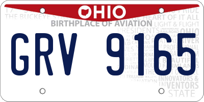 OH license plate GRV9165