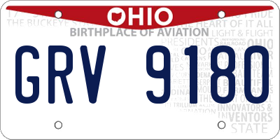 OH license plate GRV9180