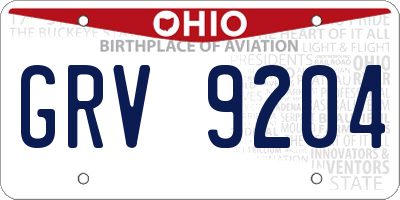 OH license plate GRV9204