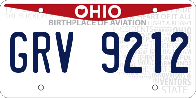 OH license plate GRV9212