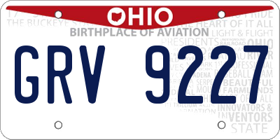 OH license plate GRV9227