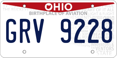 OH license plate GRV9228