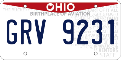 OH license plate GRV9231