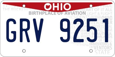 OH license plate GRV9251