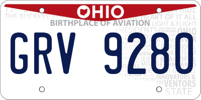 OH license plate GRV9280