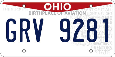 OH license plate GRV9281