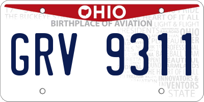 OH license plate GRV9311