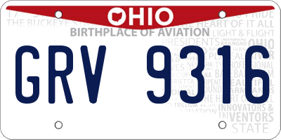 OH license plate GRV9316