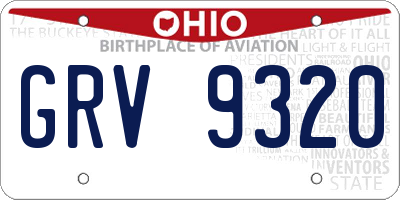 OH license plate GRV9320