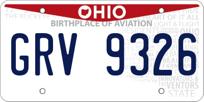 OH license plate GRV9326