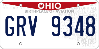 OH license plate GRV9348