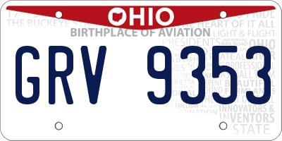 OH license plate GRV9353