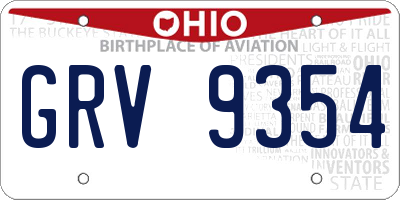 OH license plate GRV9354
