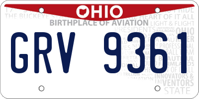 OH license plate GRV9361