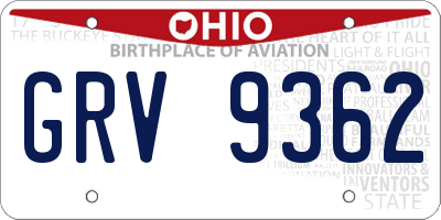 OH license plate GRV9362