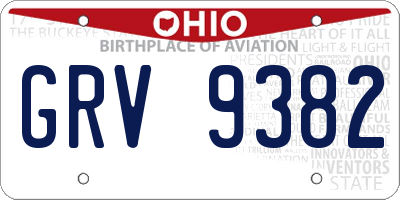 OH license plate GRV9382