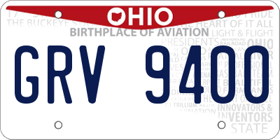 OH license plate GRV9400