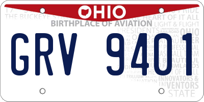 OH license plate GRV9401