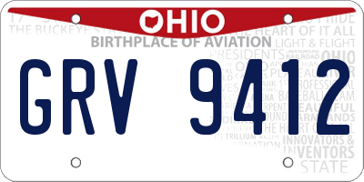 OH license plate GRV9412