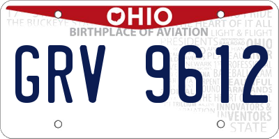 OH license plate GRV9612