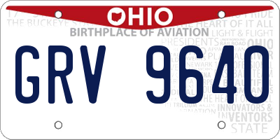 OH license plate GRV9640