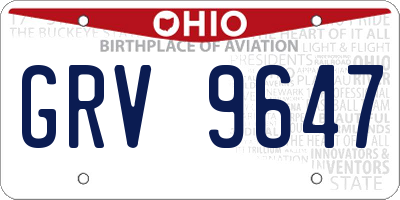 OH license plate GRV9647