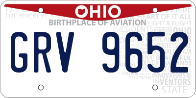 OH license plate GRV9652