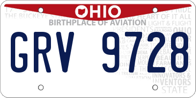 OH license plate GRV9728