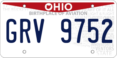 OH license plate GRV9752