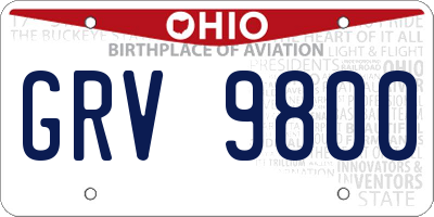 OH license plate GRV9800