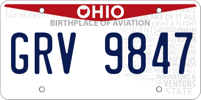 OH license plate GRV9847