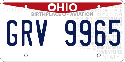 OH license plate GRV9965