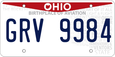 OH license plate GRV9984