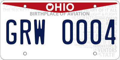 OH license plate GRW0004