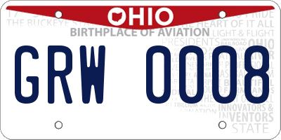 OH license plate GRW0008